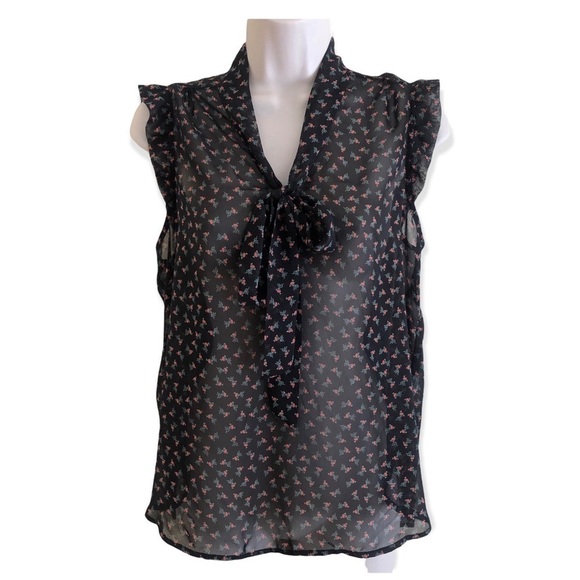 Forever 21 sleeveless black blouse with floral print, small - Picture 1 of 9